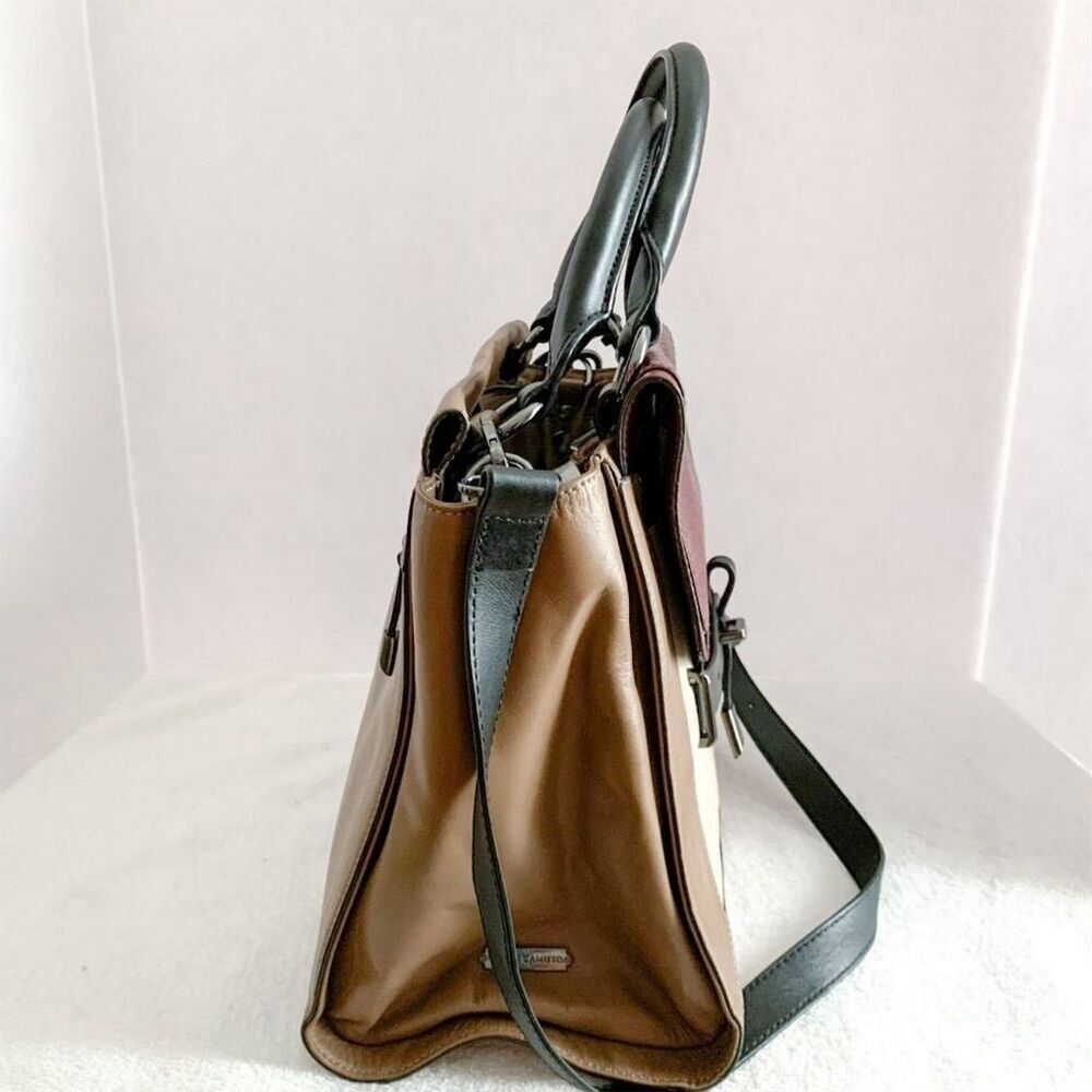 Vince Camuto 'Max' Tri-Color Leather Satchel Croc-Embossed Flap Adjustable Strap - Picture 6 of 16